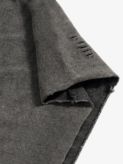 Distressed Washed Sleeveless Hoodie 