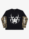 Thorn Print Camo Layered Waffle Long Sleeve Tee