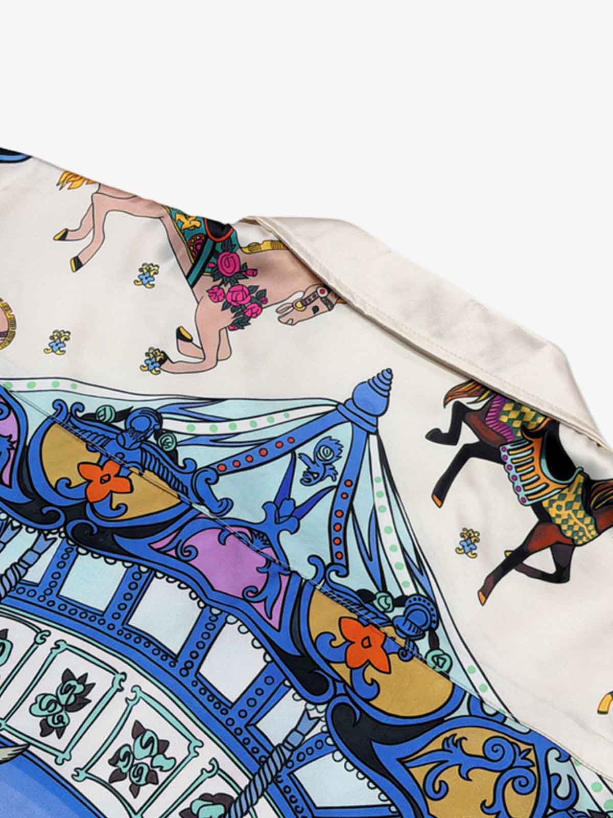 Carousel Park Satin Camp Collar Boxy Shirt 