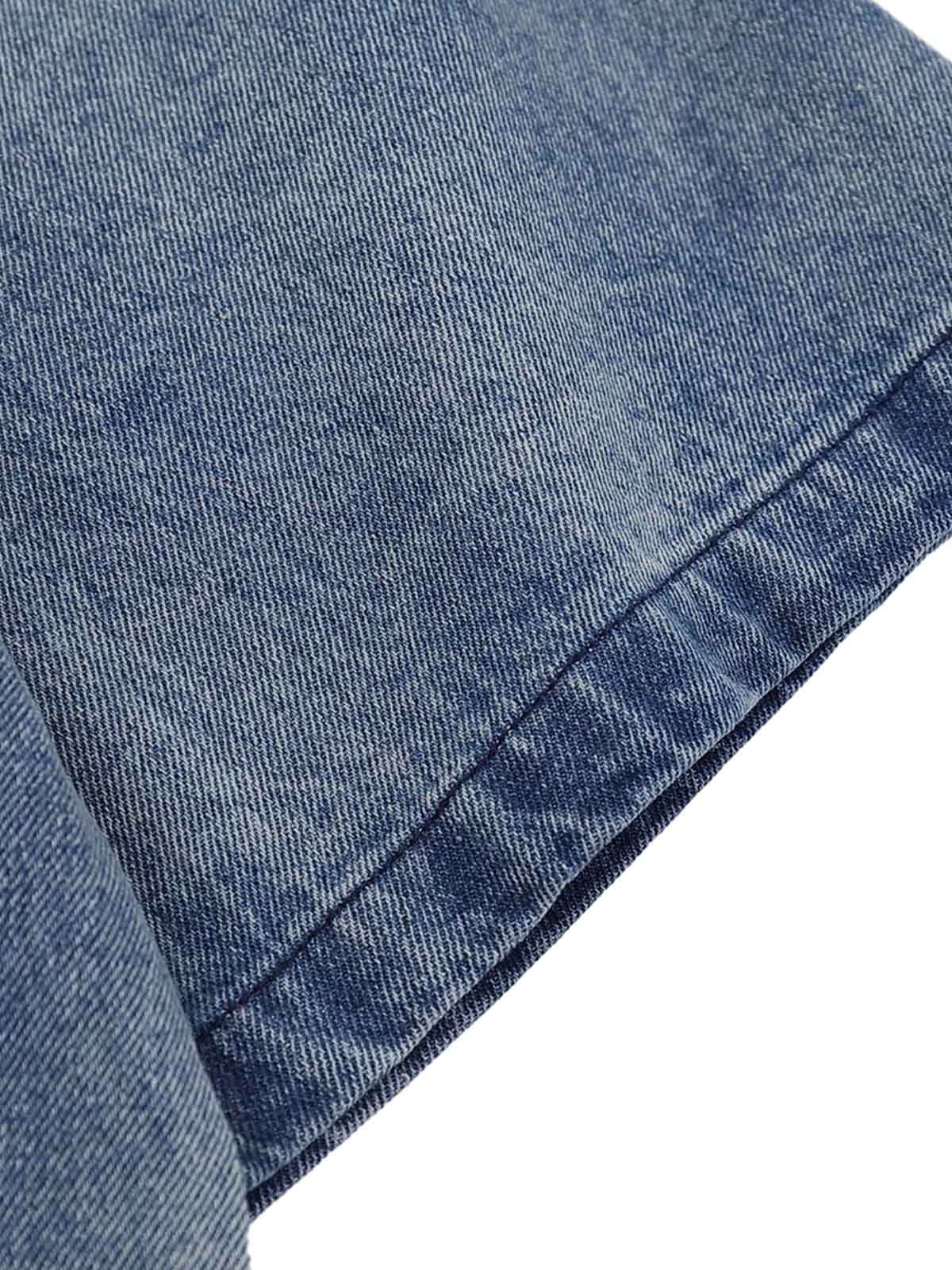 Vintage Letter Embroidery Short Sleeve Denim Shirt