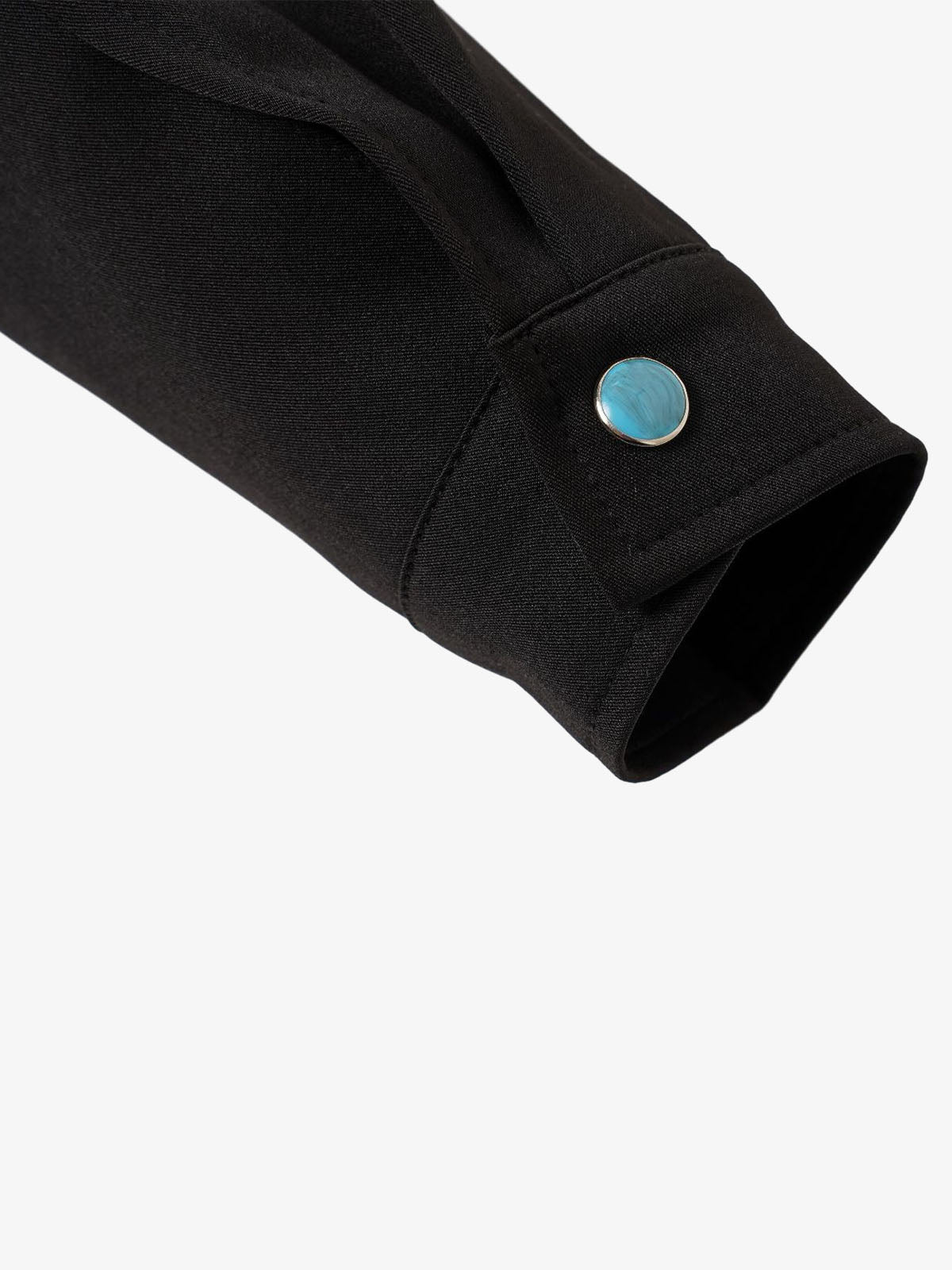Turquoise Button Embroidered Cropped Jacket
