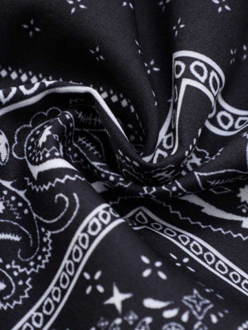 Vintage Bandana Patchwork Camp Collar Boxy Shirt 