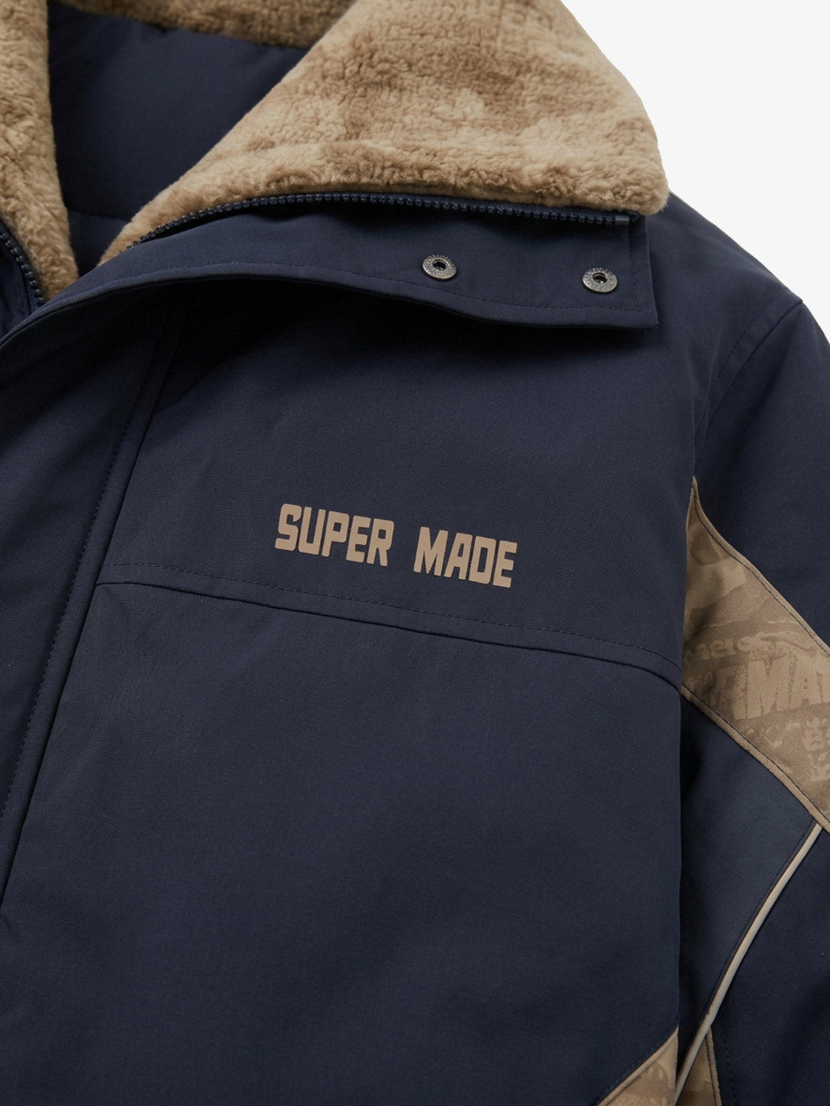 Color-Block Sherpa-Collar Padded Coats