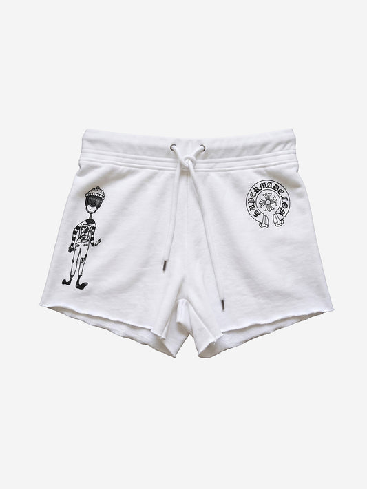 Y2K Cross Graphic Raw-Hem Shorts