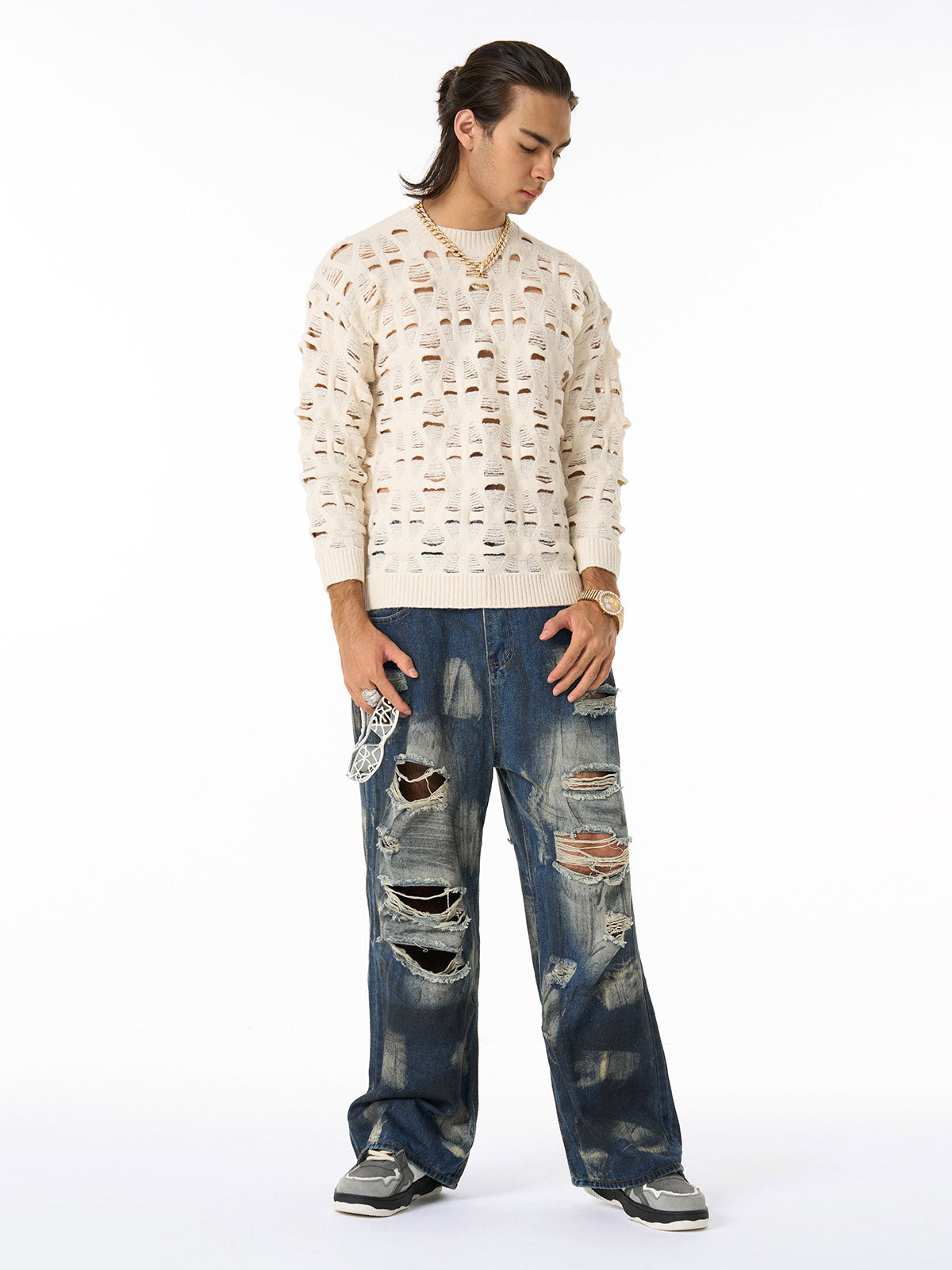 Unique Wide-Leg Denim Pants with Artistic Spider Design for Fashion Lovers 