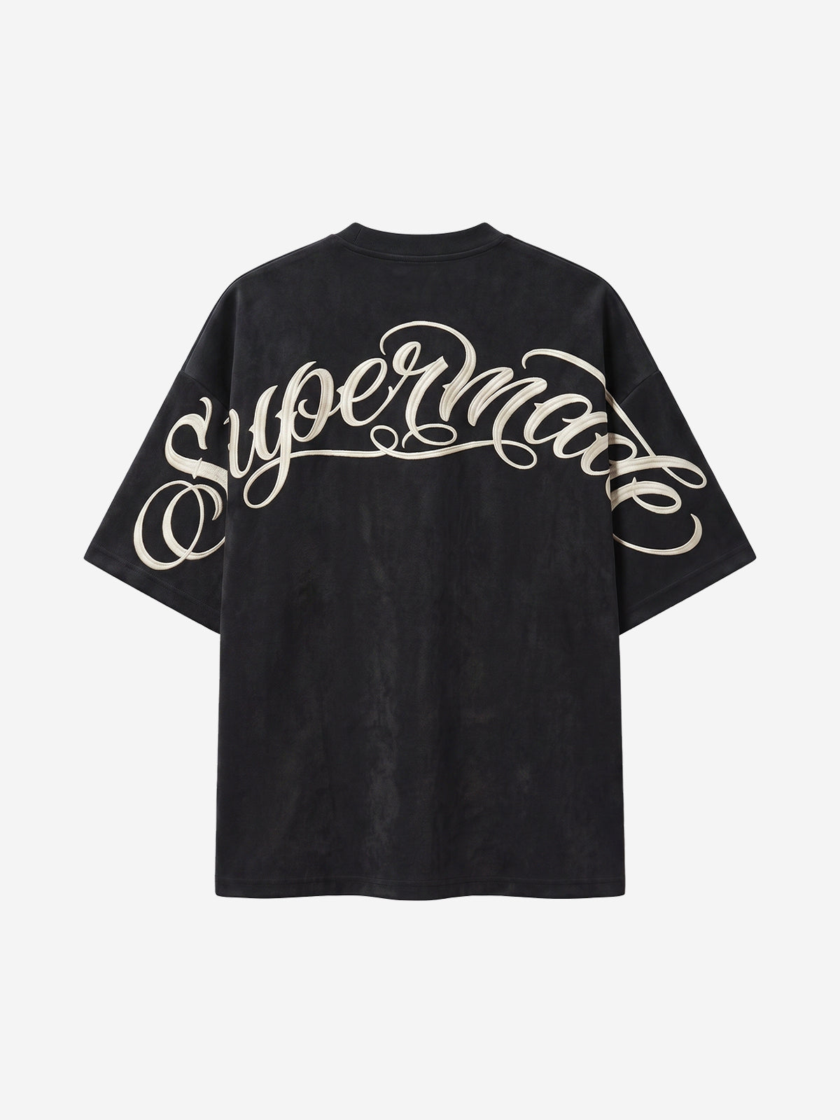 Red Lip Embroidered Suede Tee