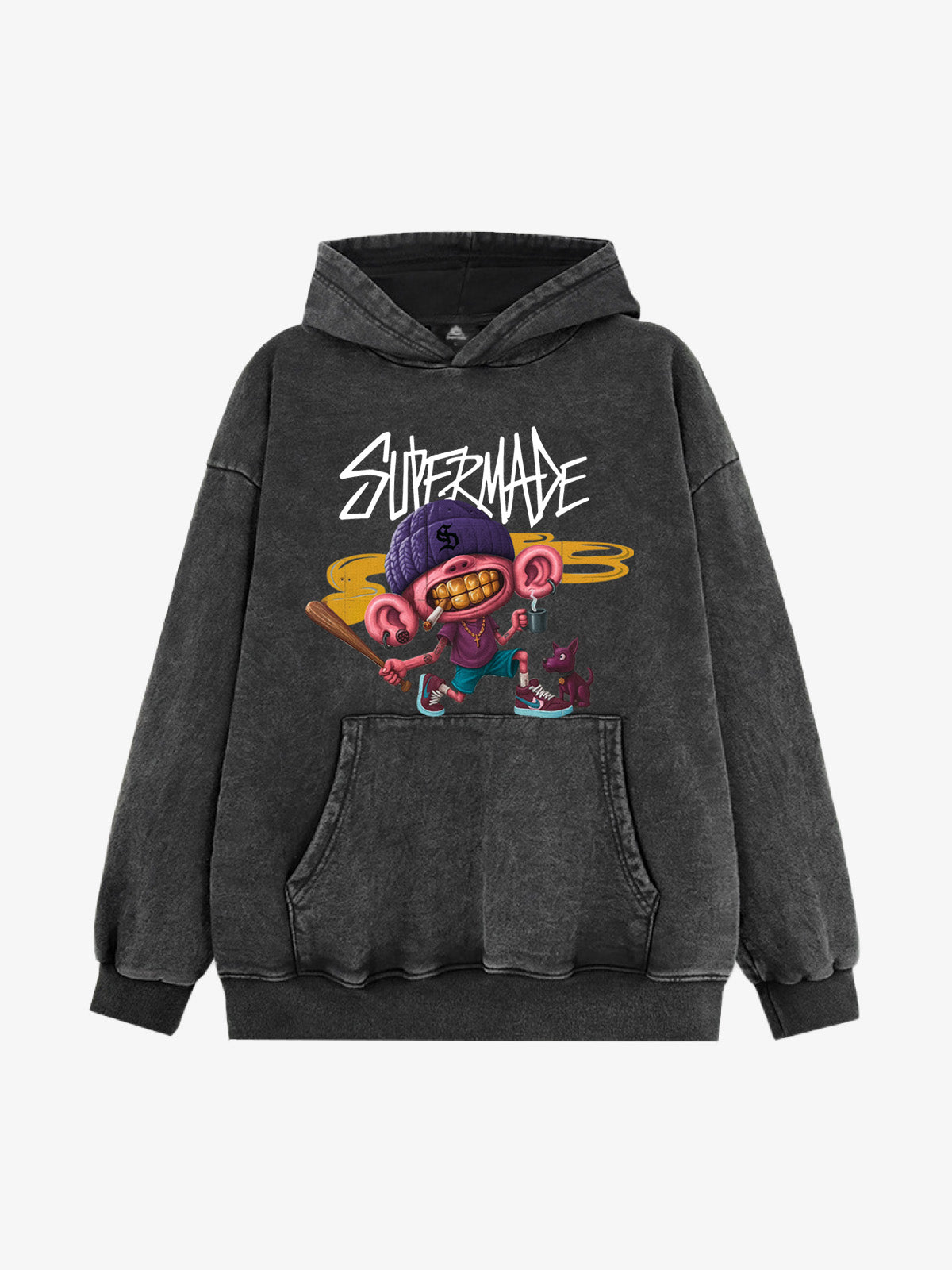 Thesupermade Cartoon Graffiti Baseball Boy Hooded Sweatshirt 