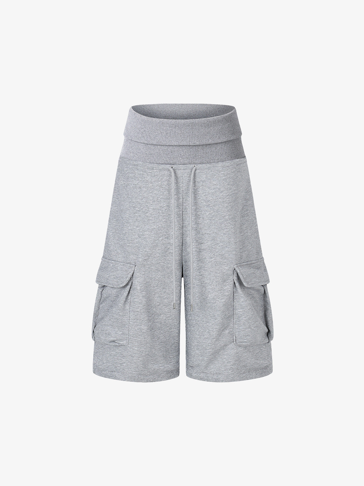 Short cargo en polaire, taille haute, jambes larges, coupe ample, style streetwear
