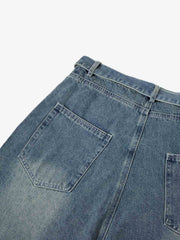 Embroidered Spiderweb Denim Shorts 