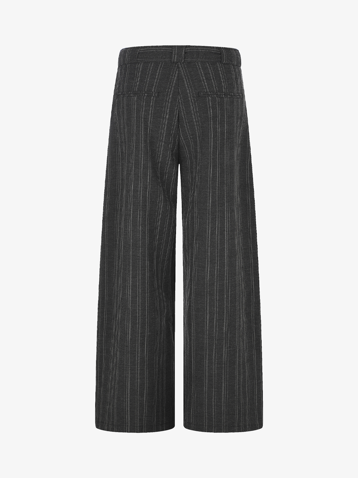 Belted Button-Fly Striped Wide-Leg Pants