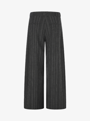 Belted Button-Fly Striped Wide-Leg Pants