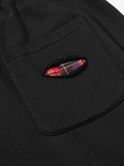 Plaid Patch Distressed Wide-Leg Sweatpants