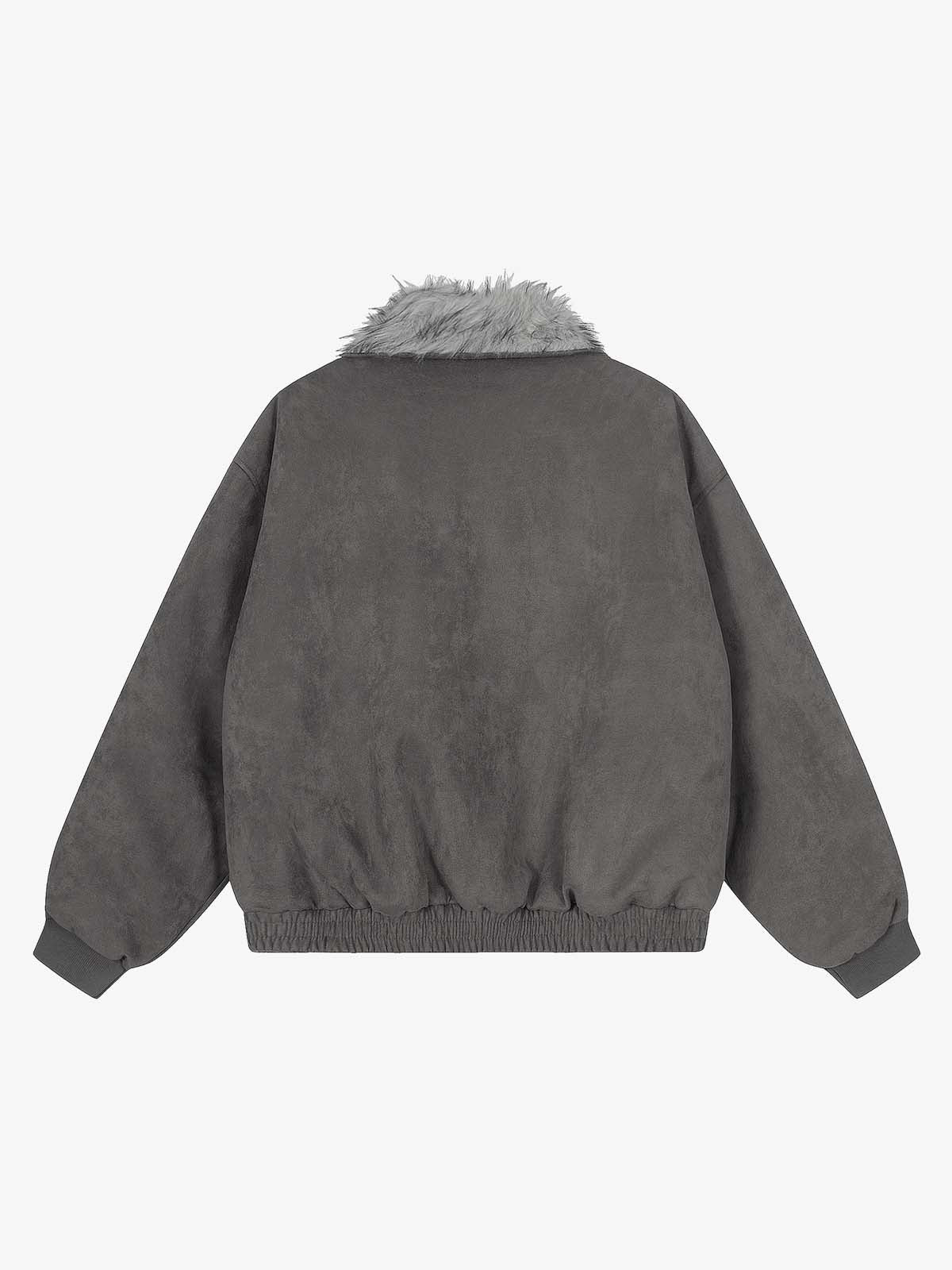 Faux Fur Collar Patchwork Embroidered Quilted Jacket