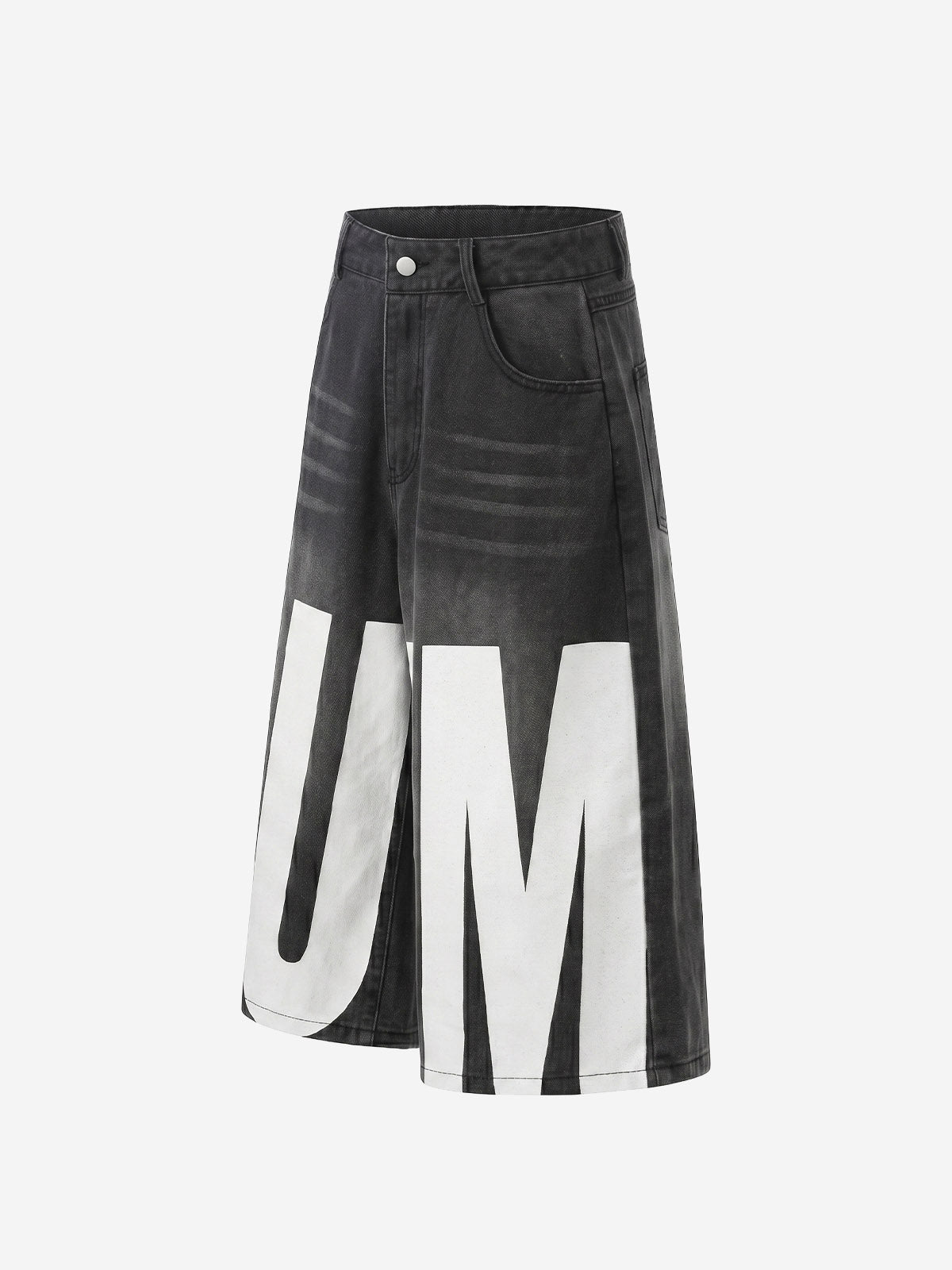 Jeansshorts mit Used-Look und SUPM-Buchstabenprint