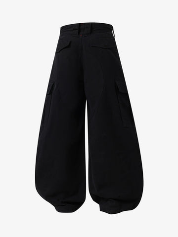 Curved-Hem Baggy Cargo Pants 