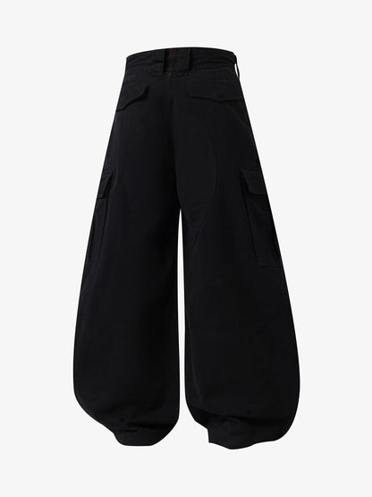 Curved-Hem Baggy Cargo Pants 