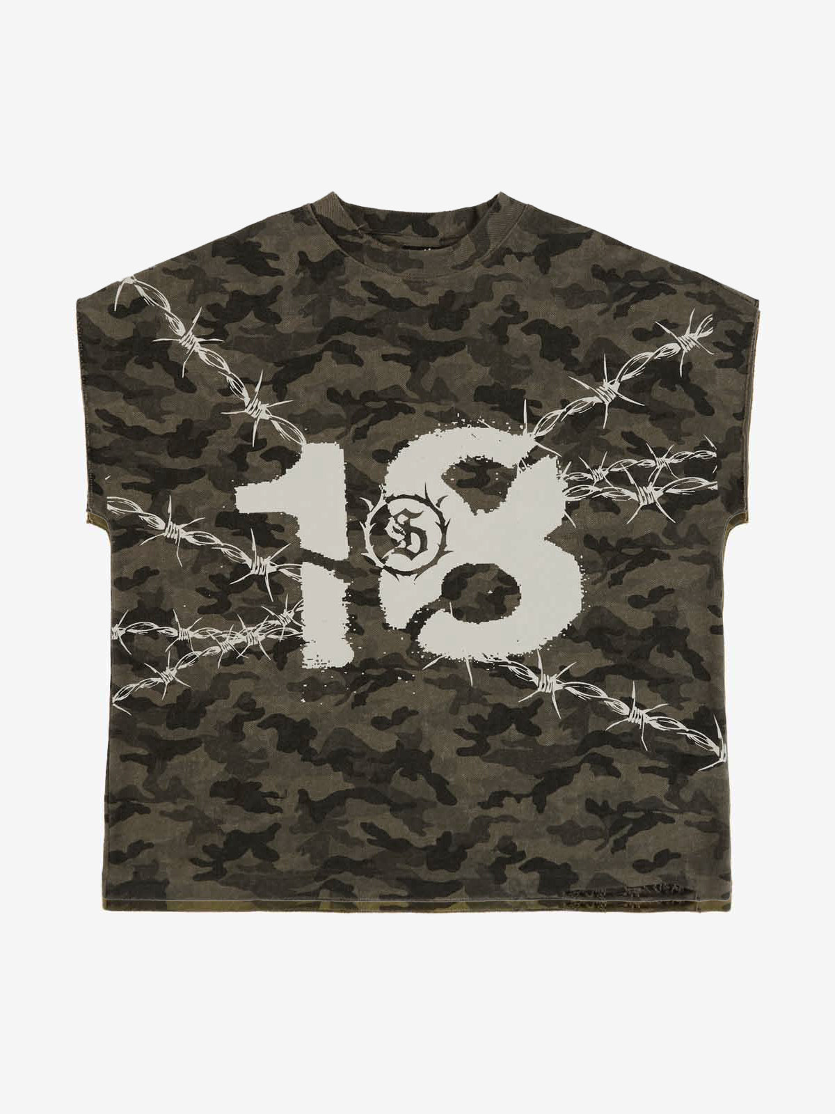 Supermade Camouflage Thorn Print Sleeveless T-Shirt 