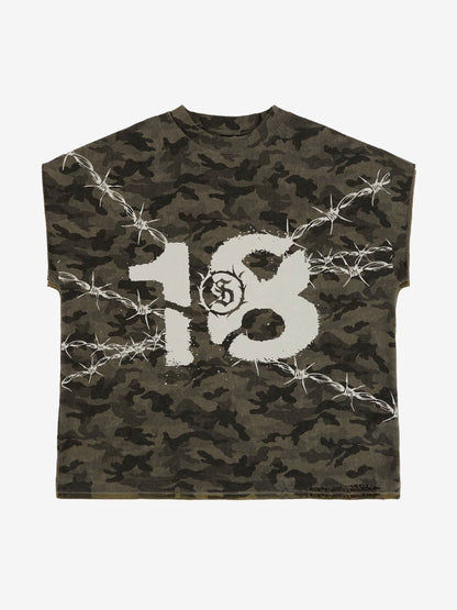 Supermade Camouflage Thorn Print Sleeveless T-Shirt 