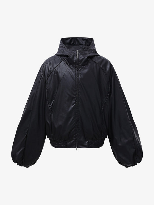 Stylish Black Puffer Jacket with High Neck and Bubble Sleeves for Women 