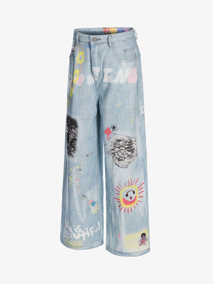 American Vintage Street-Style Graffiti Jeans