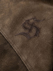 Faux-Fur Collar Suede-Effect Padded Coat