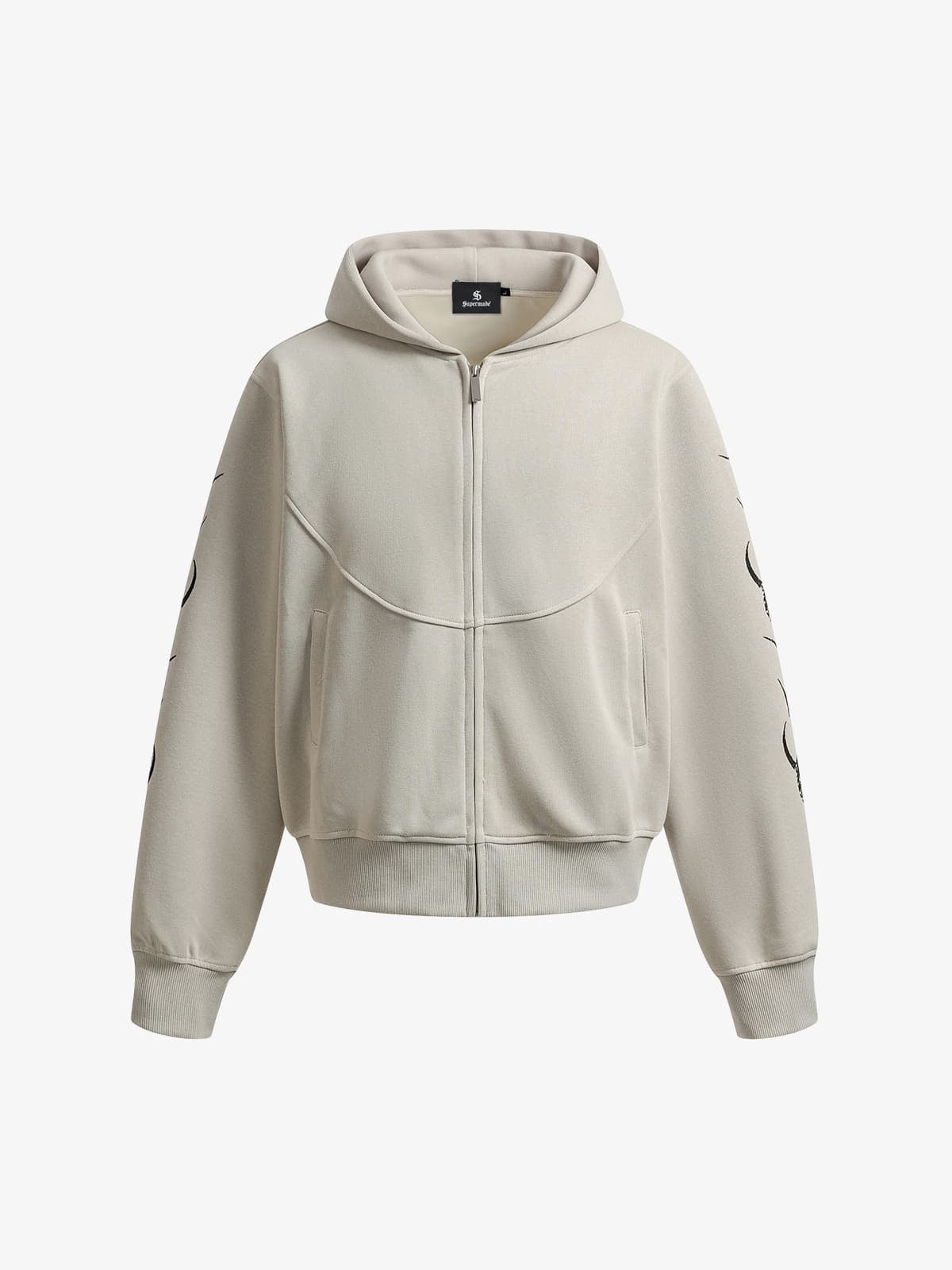 Stylish Hooded Zip-Up Sweatshirt with Unique Sleeve Design 