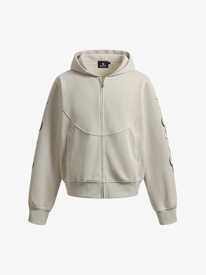 Stylish Hooded Zip-Up Sweatshirt with Unique Sleeve Design 