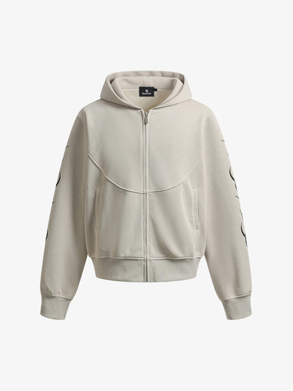 Stylish Hooded Zip-Up Sweatshirt with Unique Sleeve Design 