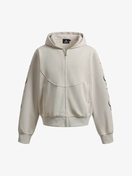Stylish Hooded Zip-Up Sweatshirt with Unique Sleeve Design 