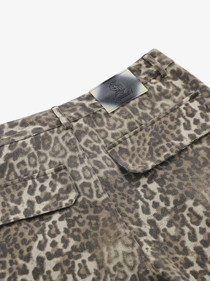 Vintage Leopard Cargo Shorts 