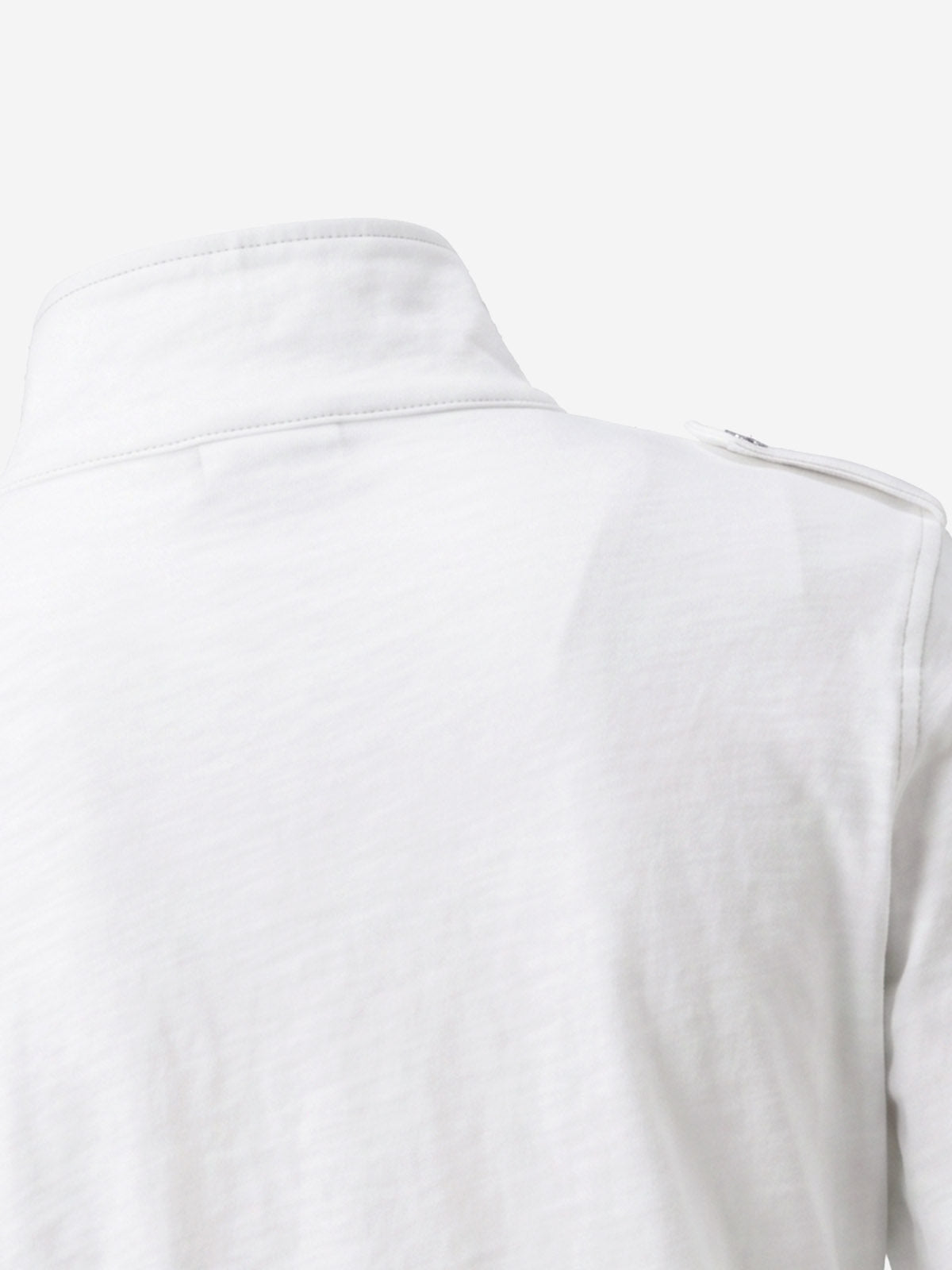 Logo Epaulette Stand Collar Long Sleeves Tee