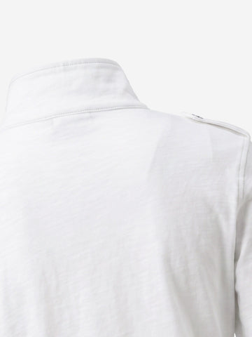 Logo Epaulette Stand Collar Long Sleeves Tee