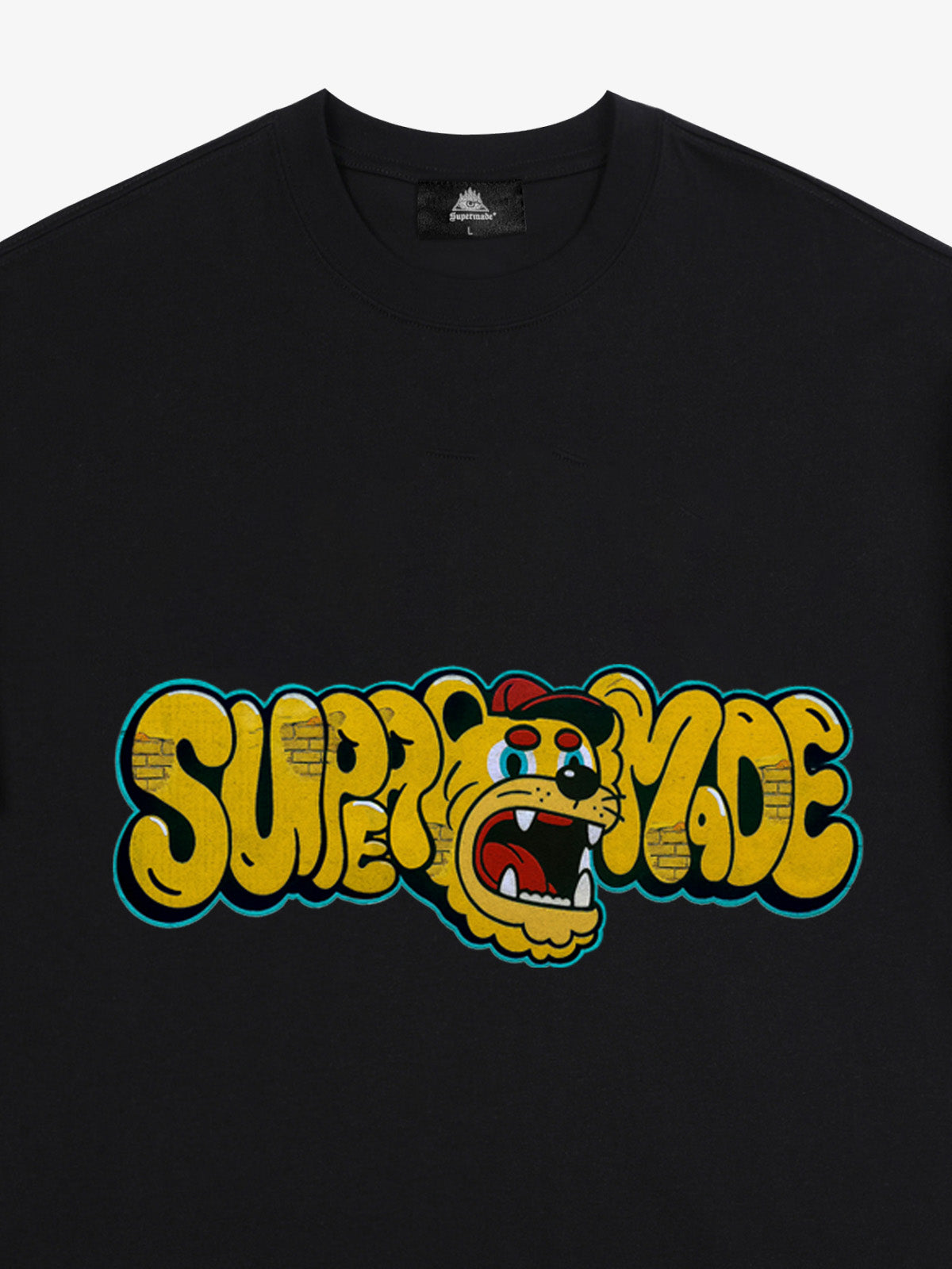 Street Graffiti Trendy Tiger Head Font T-Shirt 