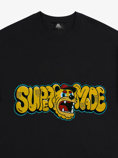 Street Graffiti Trendy Tiger Head Font T-Shirt 