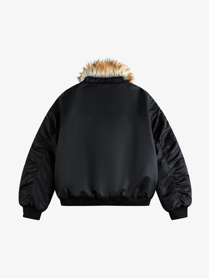 Winter-Ready Corduroy Jacket with Faux Fur Trim for Men 