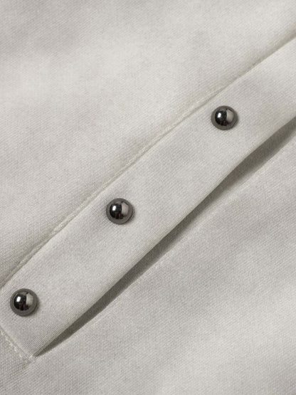 Distressed Studded Fur-Collar Jacket