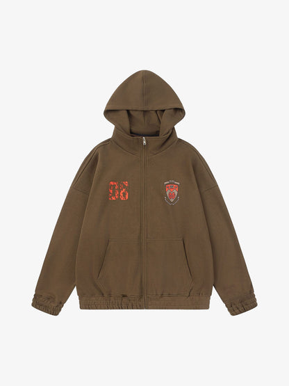 Retro Embroidered College Detachable Hoodie 