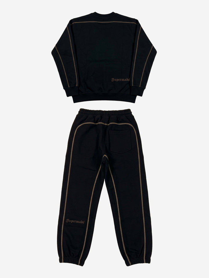 Embroidered Cropped Crewneck Sweatshirt & Relaxed Jogger Set