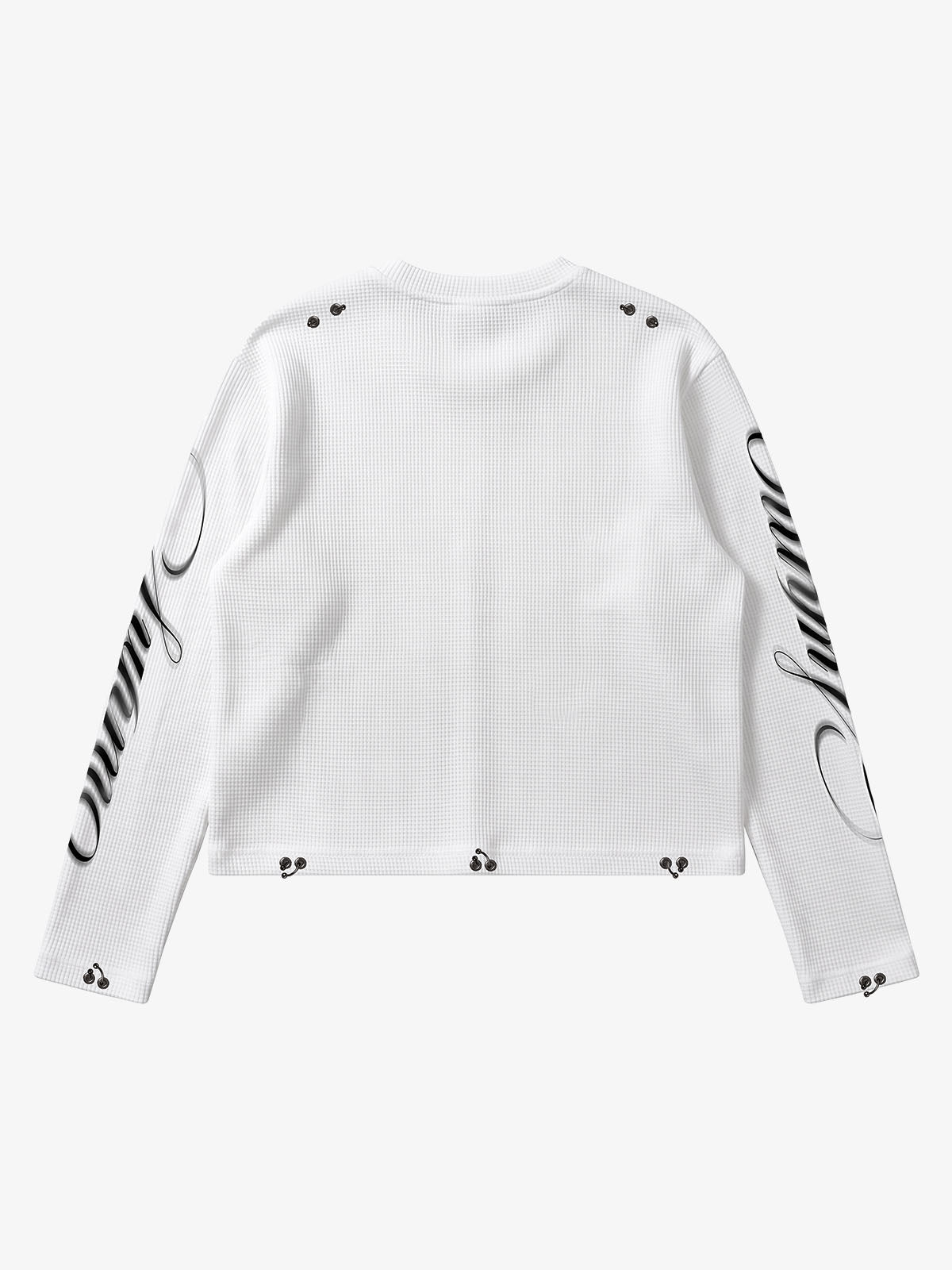 Skeleton Graphic Tongue-Stud Long Sleeve Tee