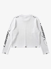 Skeleton Graphic Tongue-Stud Long Sleeve Tee