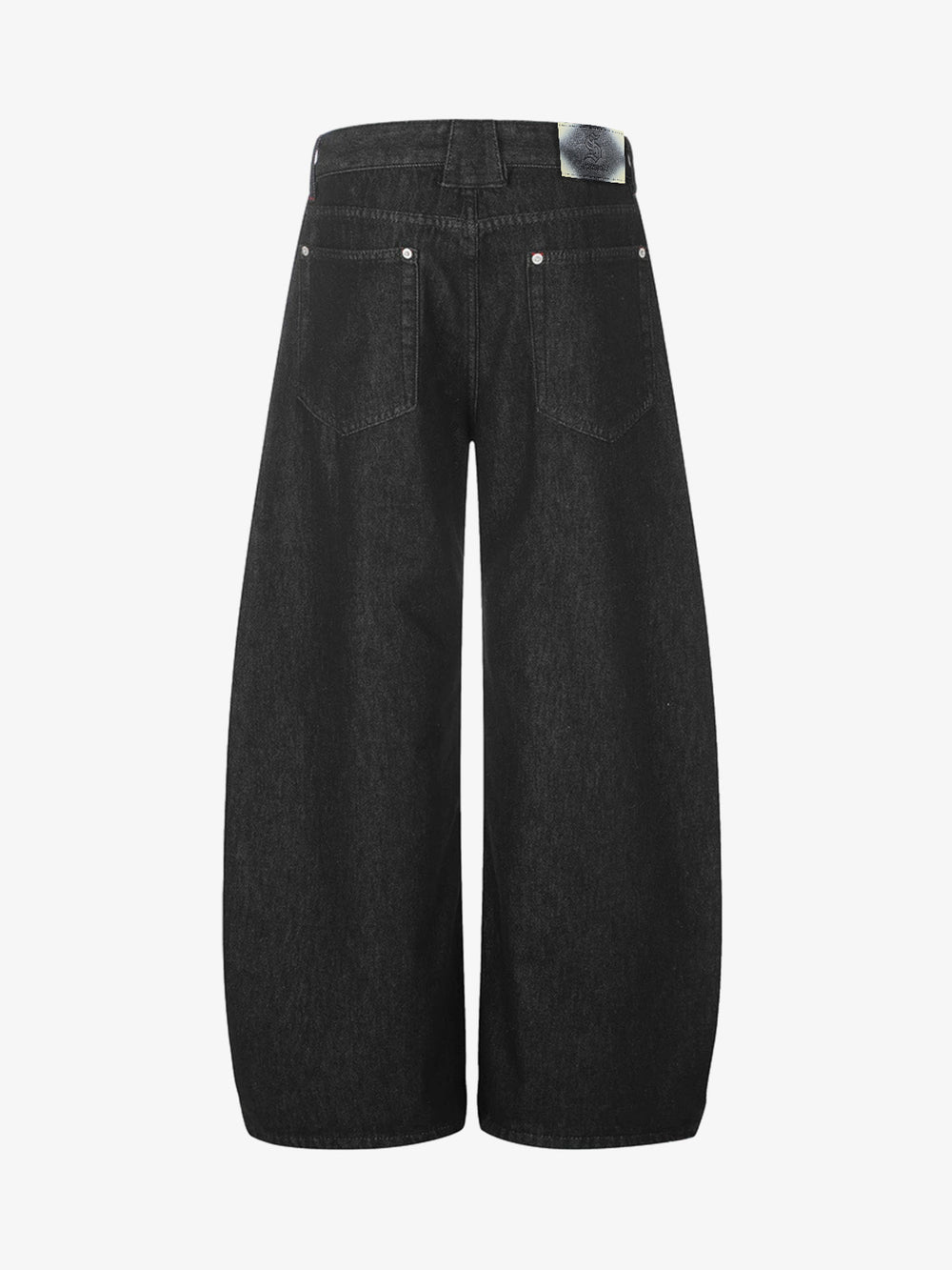 Deconstructed Button-Front Scimitar Jeans