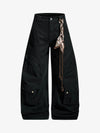 Draped Fabric Accessories Deconstructed Wide Leg Cargo Pants