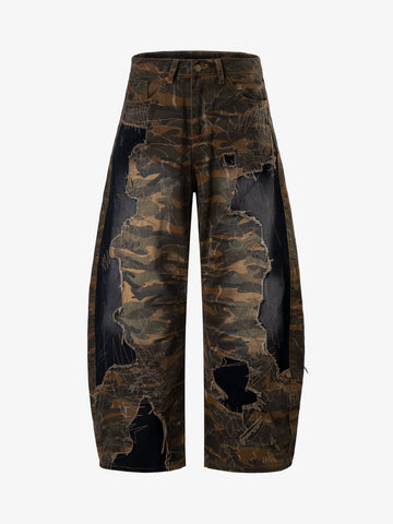 Camo Panel Embroidered Jeans