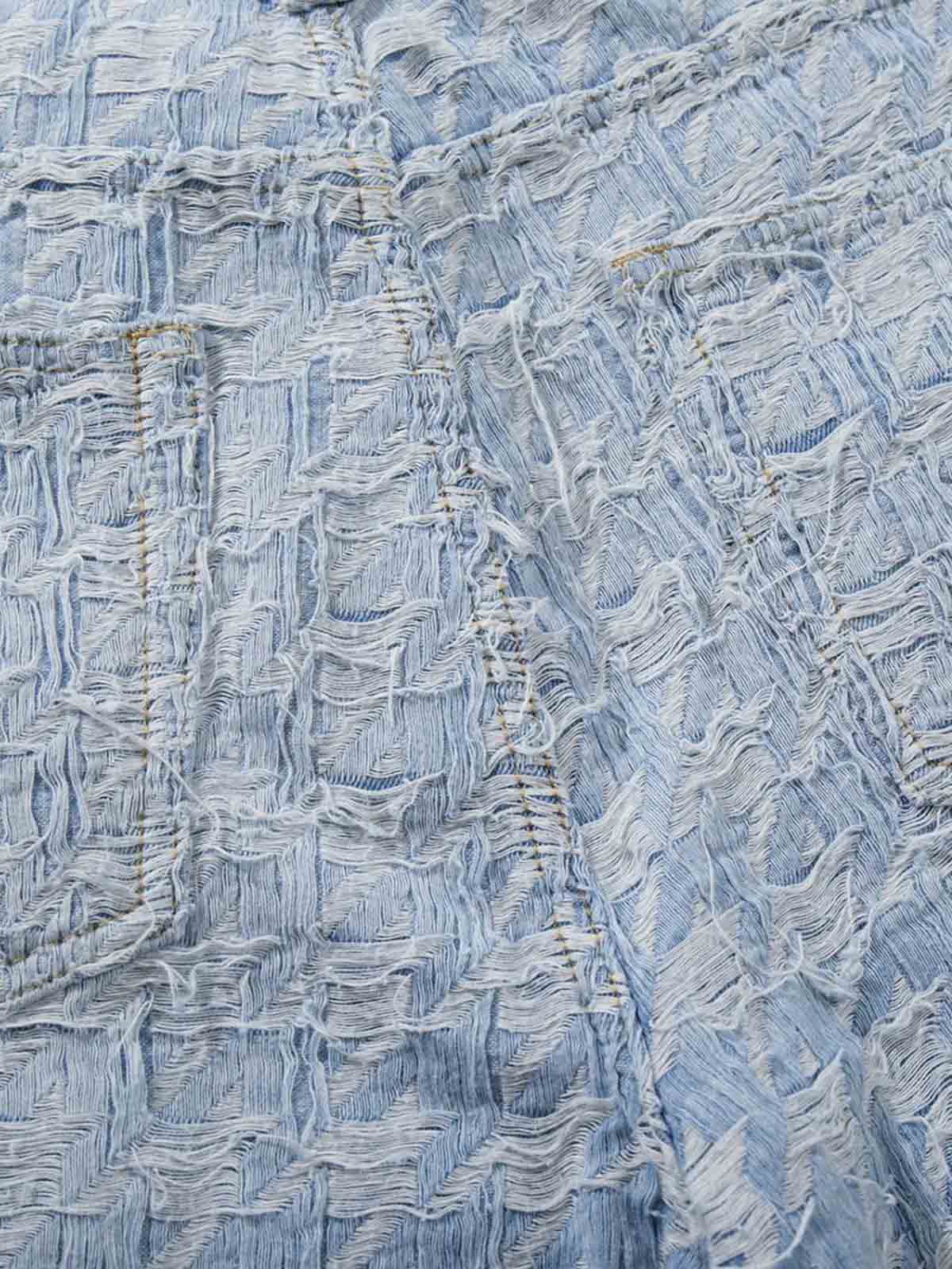 Distressed Frayed Textured Denim Jeans 