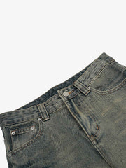 Washed Floral Graphic Flared Jeans