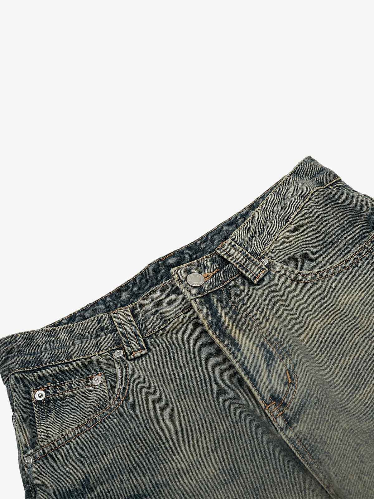 Washed Floral Graphic Flared Jeans