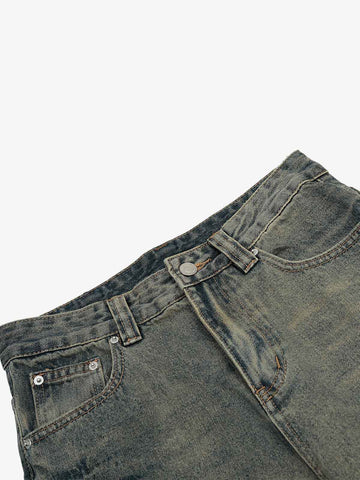 Washed Floral Graphic Flared Jeans
