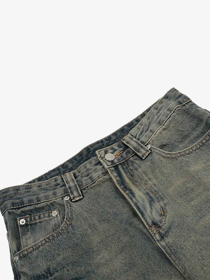 Washed Floral Graphic Flared Jeans