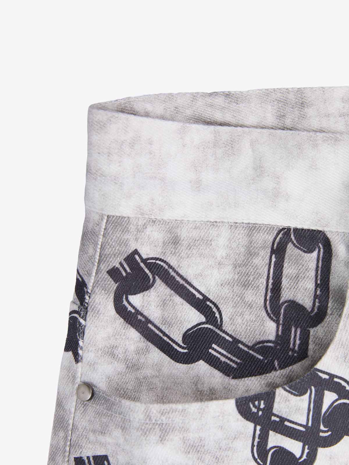 Supermade Distressed Chain And Key Print Baggy Pants 