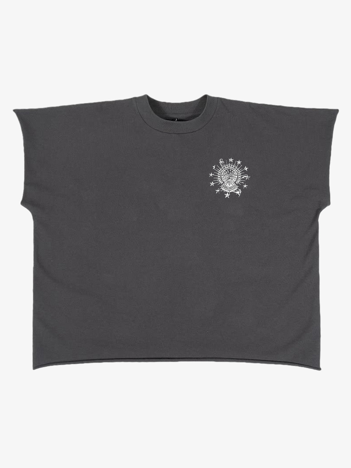 Schwarzes Crop-T-Shirt mit Grafikprint